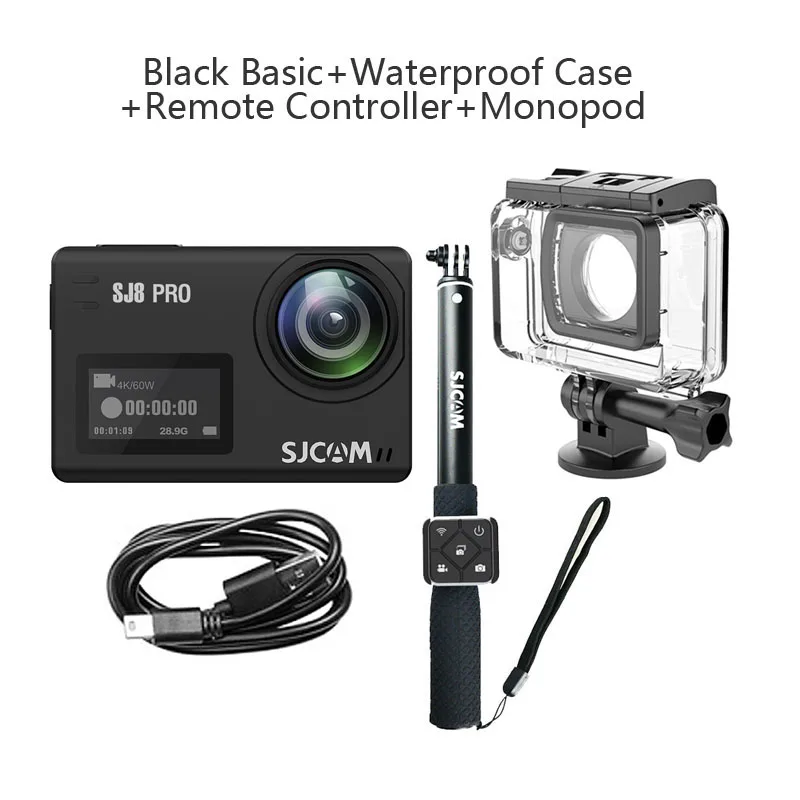 Экшн-камера SJCAM SJ8 PRO, 4 K, WiFi, для экстремальных видов спорта, DV, для активного отдыха, 2,33 ips, сенсорный экран, 30 м, водонепроницаемая, 12MP, SJ, Спортивная камера - Цвет: Black BASIC W S R