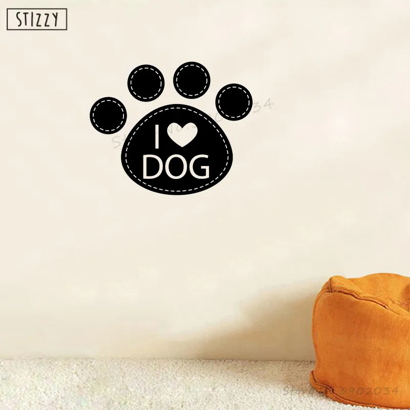 Настенная Наклейка stizzy Dog Paw Pattern Pet Shop виниловая настенная Цитата I Love салон для