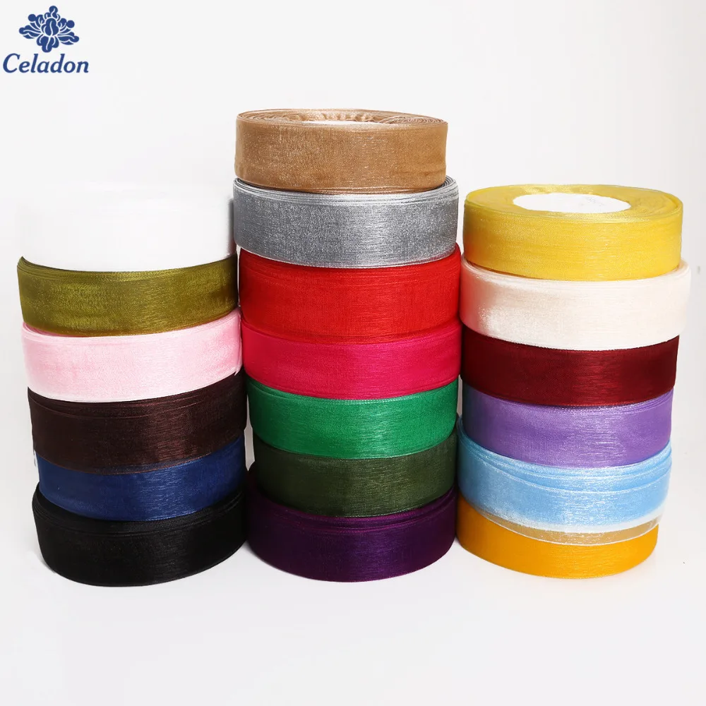50 ярдов/рулон ленты из органзы ширина 1 дюйм (25 мм)|organza ribbon wedding|ribbon weddingribbon tape |