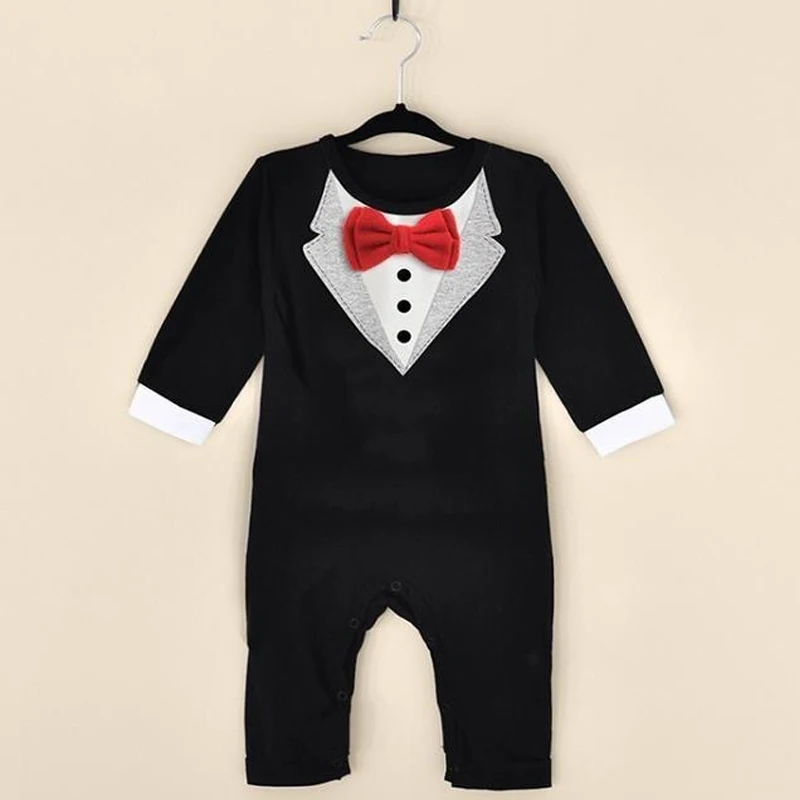 Летний хлопковый комбинезон для новорожденных джентльменов Одежда маленьких