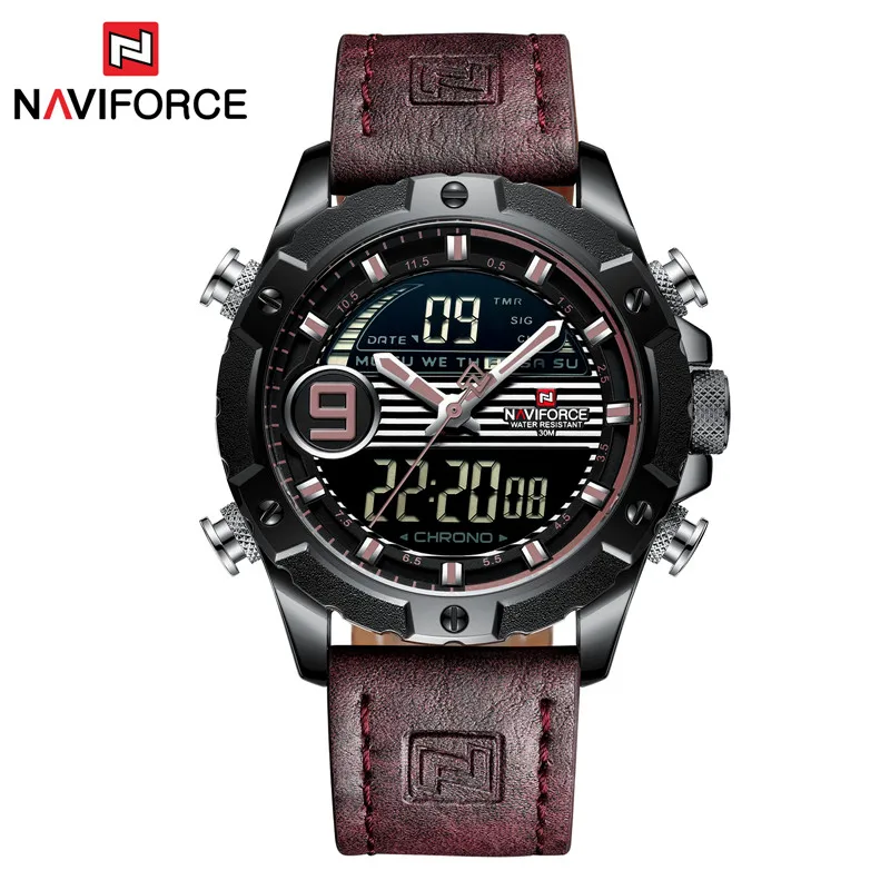 NA914604 without box NAVIFORCE, цифровые часы для мужчин, лучший бренд, Роскошные спортивные наручные часы, военные, синие, натуральная кожа, мужские часы, Relogio Masculino 9146 - Цвет: NA914604 without box