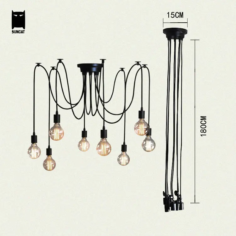 Потолочная люстра черная белая железная современная винтажная в стиле