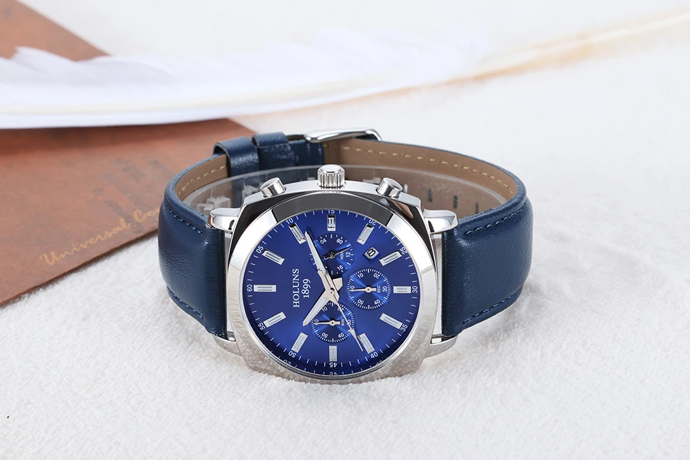 Мужские часы Relojes Hombre,, модные повседневные наручные часы, синие, для мужчин, студентов, с большим лицом, кожа, кварцевые мужские часы, Топ бренд