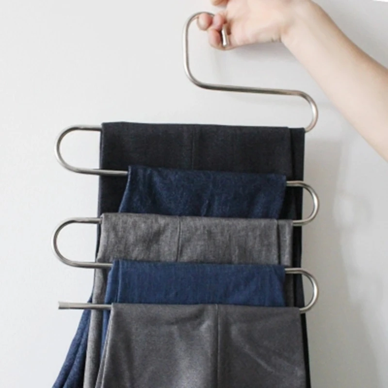 Многофункциональная s-образная стойка для брюк из нержавеющей стали вешалка