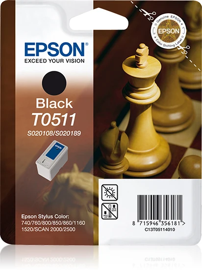 Epson Chess Singlepack Black T0511 оригинал чернила на пигментной основе черный 1 шт (ы) струйная