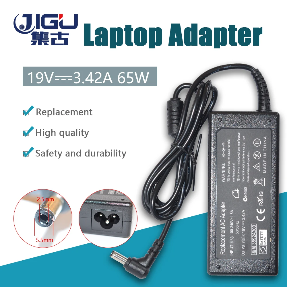 

JIGU Replacement For Asus 19V 3.42A 5.5*2.5MM 65W k50ij K40IJ x550c A52F K501 K50IJ K50i K52F Laptop AC Charger Power Adapter