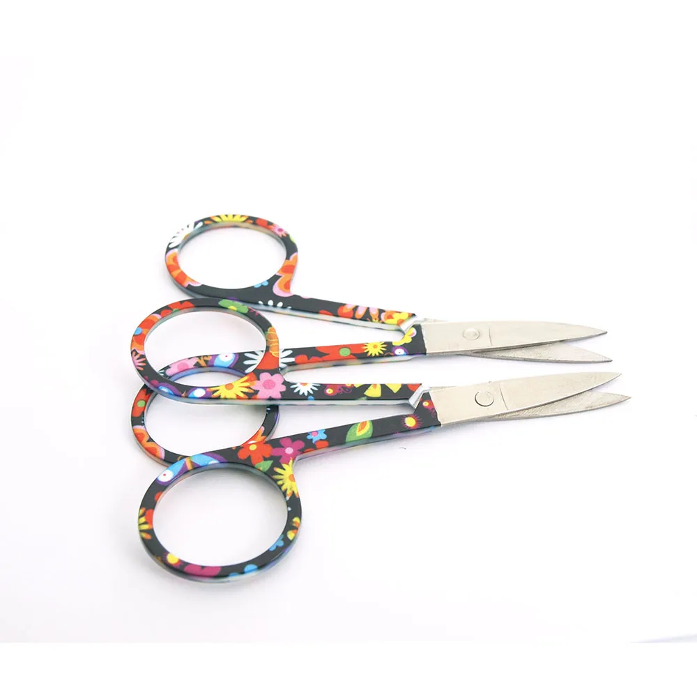 2 шт. Профессиональный цветочный узор ножницы для ногтей Маникюр бровей носа