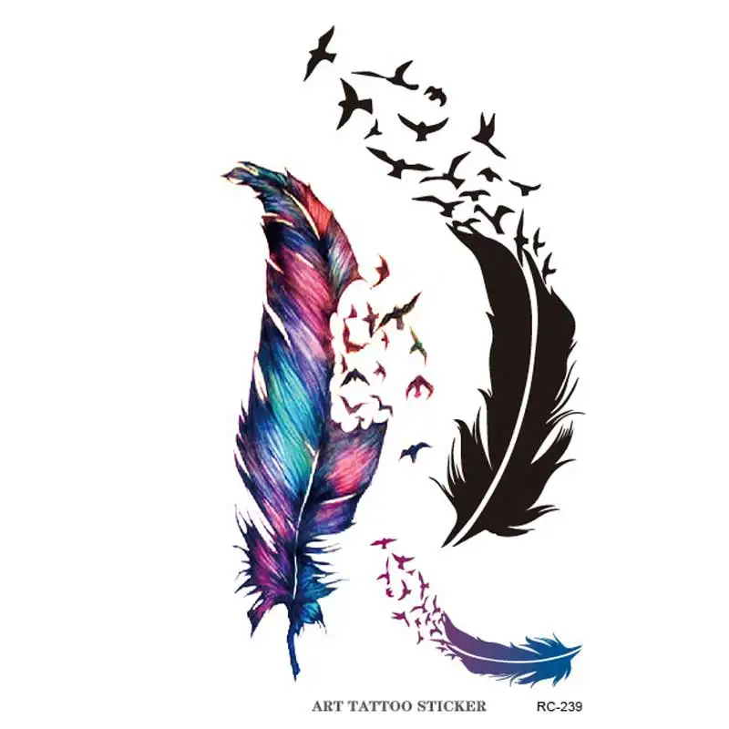 Feathers Tattoos 50 шт./лот, водостойкая Татуировка шрамы зомби, наклейка на Хэллоуин, ужас, рана, Реалистичная, травма крови, поддельные шрам, тату, стикер, горячая Распродажа, BZ - Цвет: Feathers Tattoos