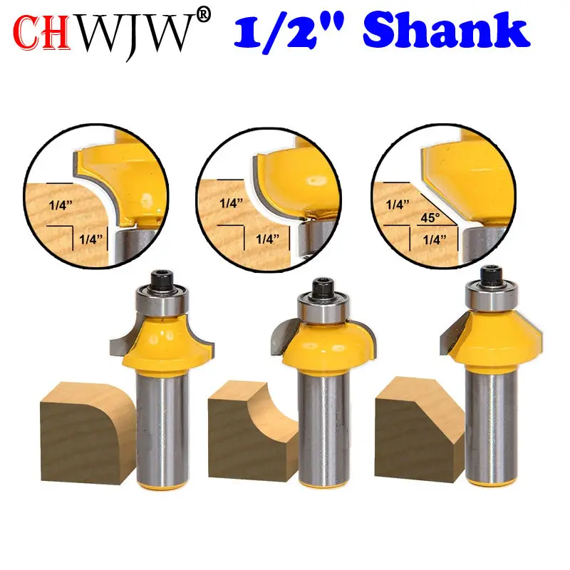 3 шт. набор фрез для деревообработки с хвостовиком 1/2 дюйма|router bit set|woodworking cutterrouter