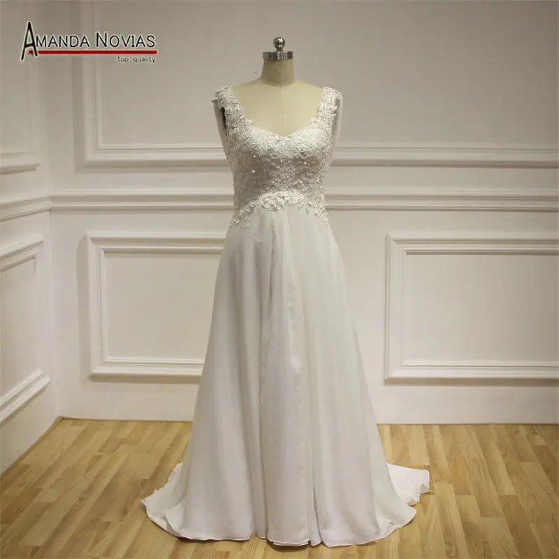 Новое поступление топ кружевная шифоновая юбка Дешевое пляжное свадебное платье