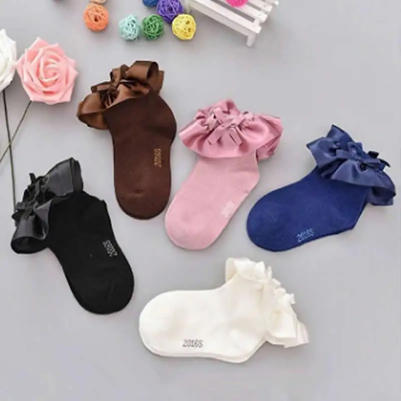 Кружевные гетры до колена для маленьких девочек атласные кружевные чулки