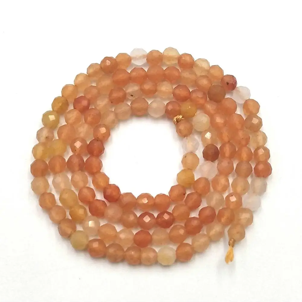 Orange agate Граненый 3 мм Натуральный Камень Амазонит розовый кварц аметисты Агаты лазурит бусины для самостоятельного изготовления ювелирных изделий браслет - Цвет: Orange agate