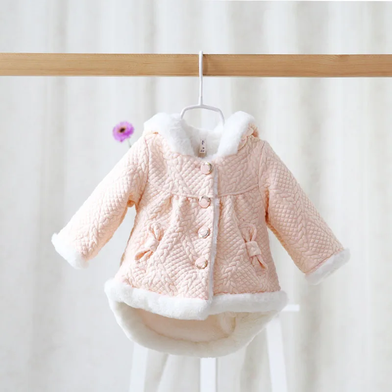 AD Thermal Baby Girls Parkas Rabbit Ear Hooded Coat Fleece Thickening Toddlers Infant Snowsuit Children's Outwear Winter |