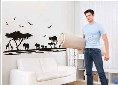 High Quality Large 75*160cm Grasslands Animal Modern Home Decal Wall Sticker Family Tree Still Life Africa Scenery | Дом и сад