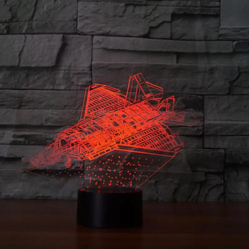 Aircraft 3d ночник 7 цветов новый светодиодный Luminaria Powerbank Usb Led беспроводные