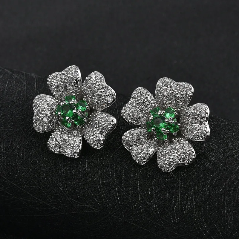Изысканный свадебный набор украшений в форме цветка bijoux mariage с большим цирконием