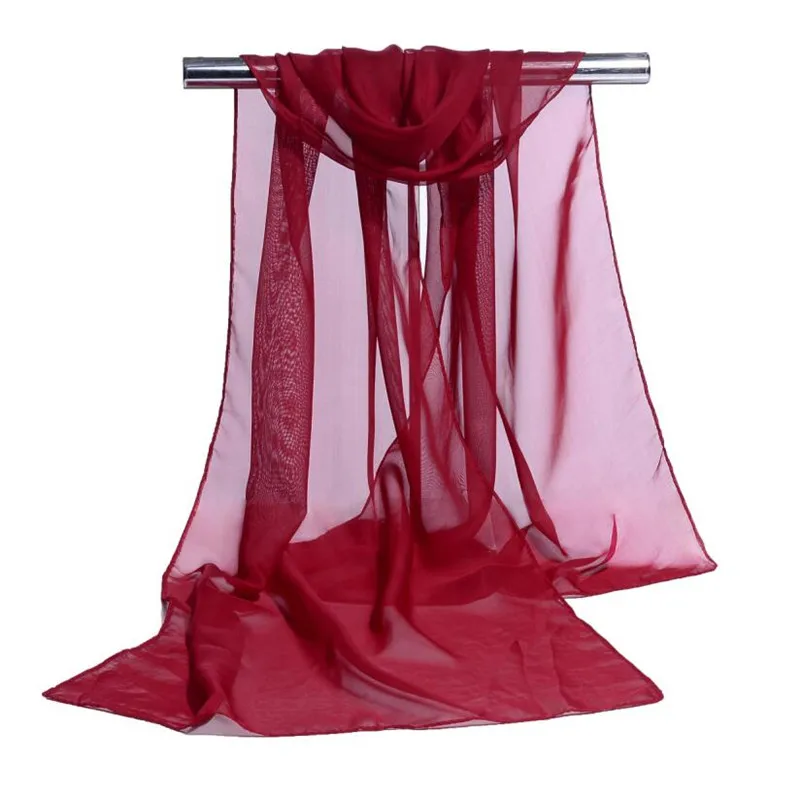 Новый дизайн брендовый полосатый шарф Женские винтажные однотонные шифоновые