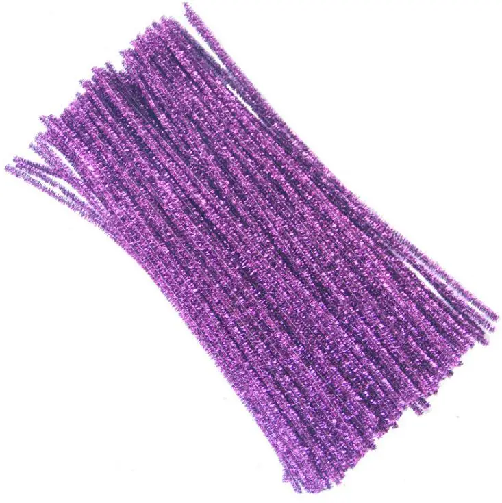 Purple 100 шт блестящие стебли синели, очистители труб, детские игрушки, принадлежности для рукоделия, детские развивающие игрушки, GYH - Цвет: Purple