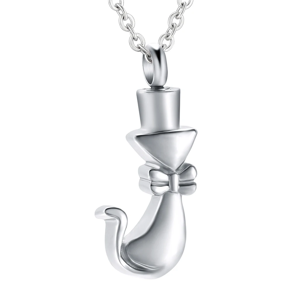 

IJD7739 Cat Shape Memorial Ash Jewelry for Pet Stainless Steel Cremation Urn Pendant Keepsake Necklace for Ashes Women Mom