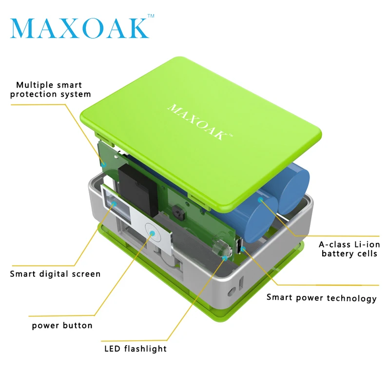 MAXOAK портативный внешний аккумулятор одиночный USB DC 5V-2.1A 5200mAh несколько цветов телефон внешний аккумулятор для мобильного телефона