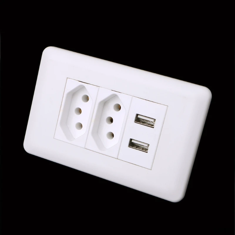 15A WallDouble Standard Power Socket Adapter Dual Ports USB Charger Panel 5V 2.1A Mar28 | Обустройство дома