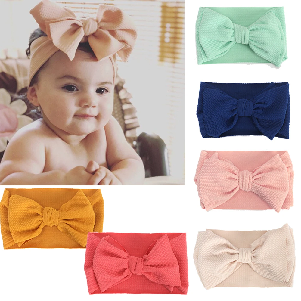 

Ruoshui Newborn Baby Big Bowknot Headband Infants Hairband Large Bows Elastic Turban Kids Head Wrap Children Hair Accessories