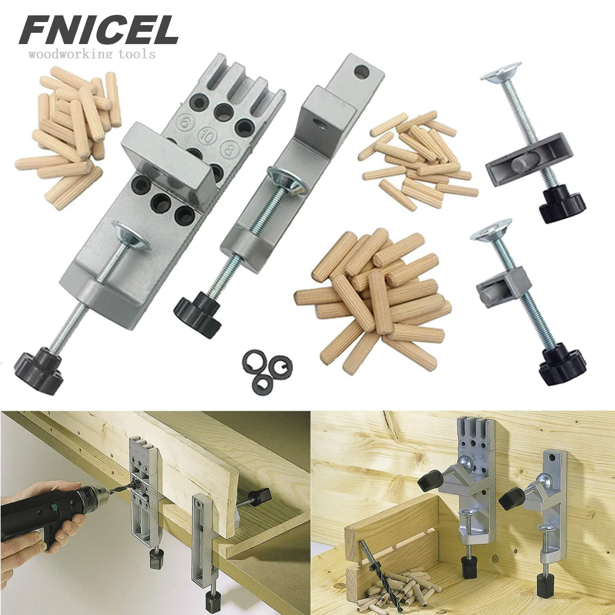 

NEW Punch Positioner Dowelling Jig for Furniture Fast Connecting Woodworking Drilling Guide Kit Location Tools