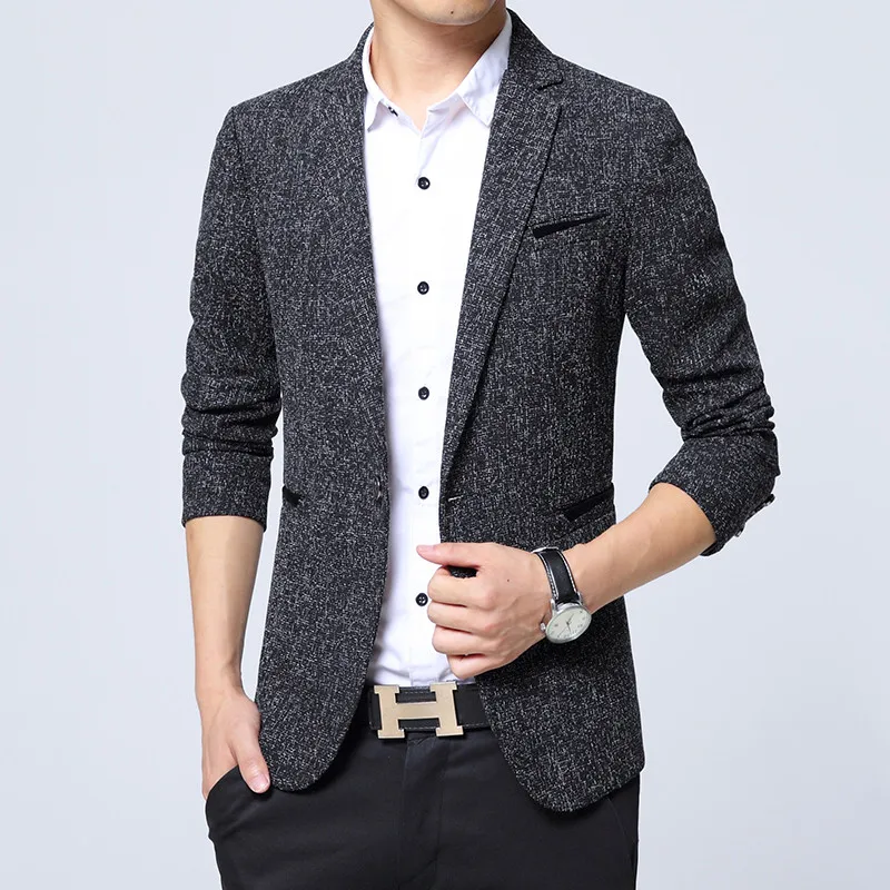 FGKKS модные для мужчин повседневный Блейзер Slim Fit костюм куртка бизнес демисезонный Homme Terno Masculin Досуг блейзер - Цвет: Black