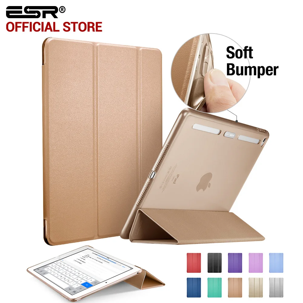 Чехол для iPad Air 2, ESR из искусственной кожи передняя крышка+ Мягкий ТПУ бампер край стенд цветной Авто спящий умный чехол для iPad Air 2