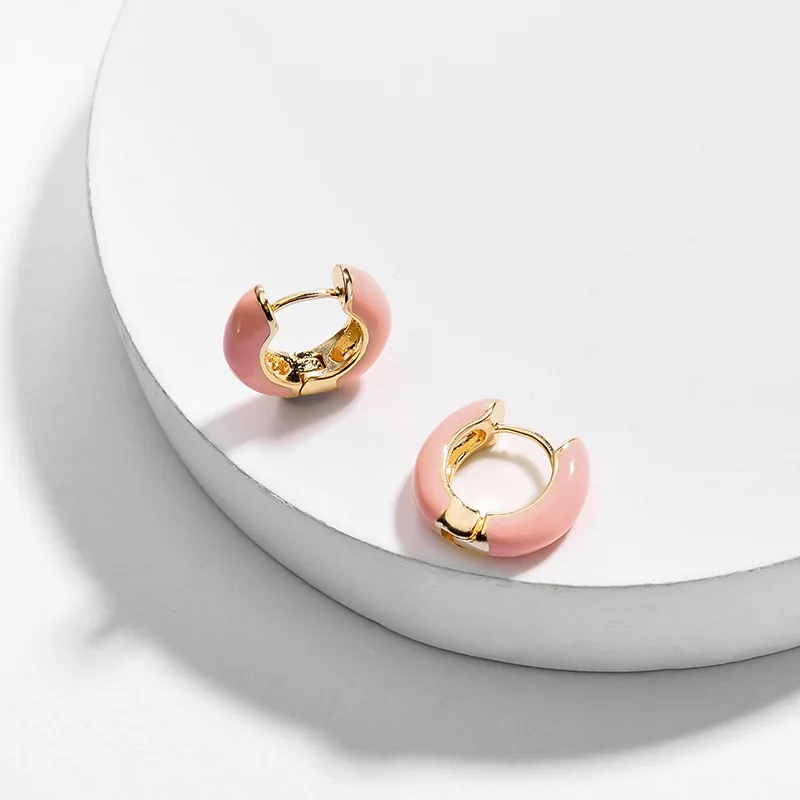 Дизайн, эмаль Купер, маленькая серьга-кольцо для женщин, Bijoux, мода, разноцветные геометрические серьги, манжеты, вечерние, подарки, Pendientes
