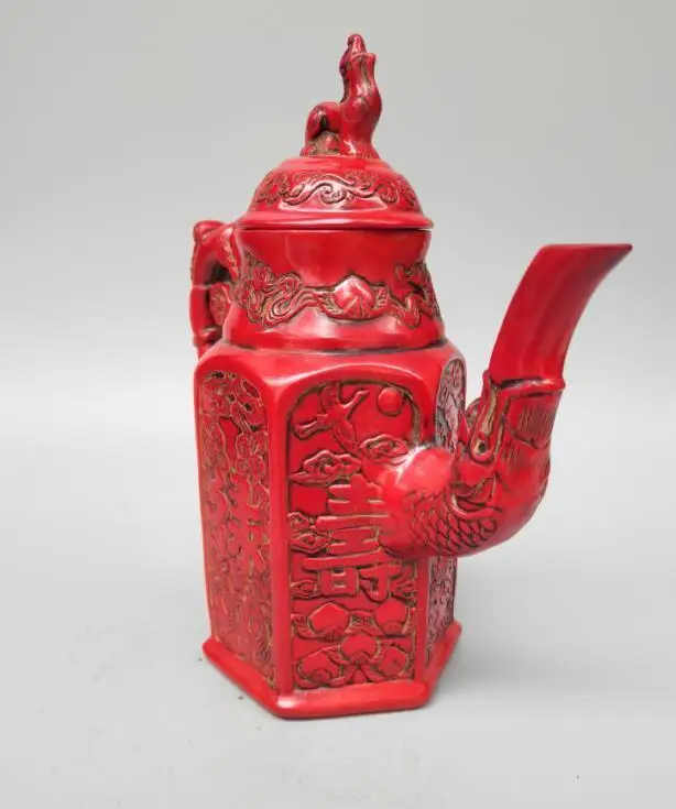 

Chinese imitation resin fu lu shou teapot crafts statue