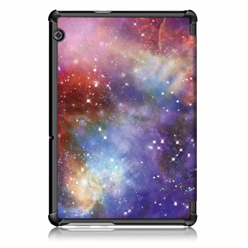 Milky Way Горячая раскрашенный чехол-подставка из искусственной кожи на магните для huawei MediaPad T5 10 AGS2-W09/L09/L03/W19 10," чехол для планшетного ПК+ пленка+ стилус - Цвет: Milky Way