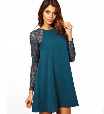 Vestidos 2015 Summer Style New Fashion Women's Sexy Lace Dress Knee-length O neck Casual D003 | Женская одежда