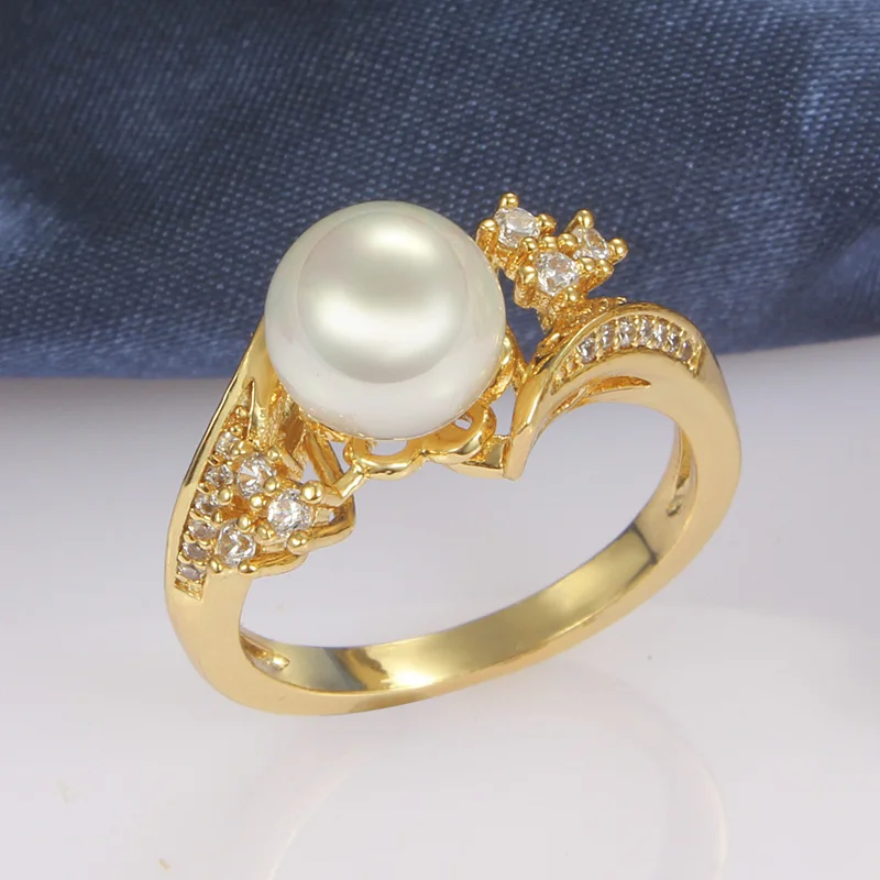 808 STORE New Classic Design Italy Fine Jewelry Pearl Ring Luxury Wedding Charm Bridal Crystal Accessories High Quality Hot Sale | Украшения