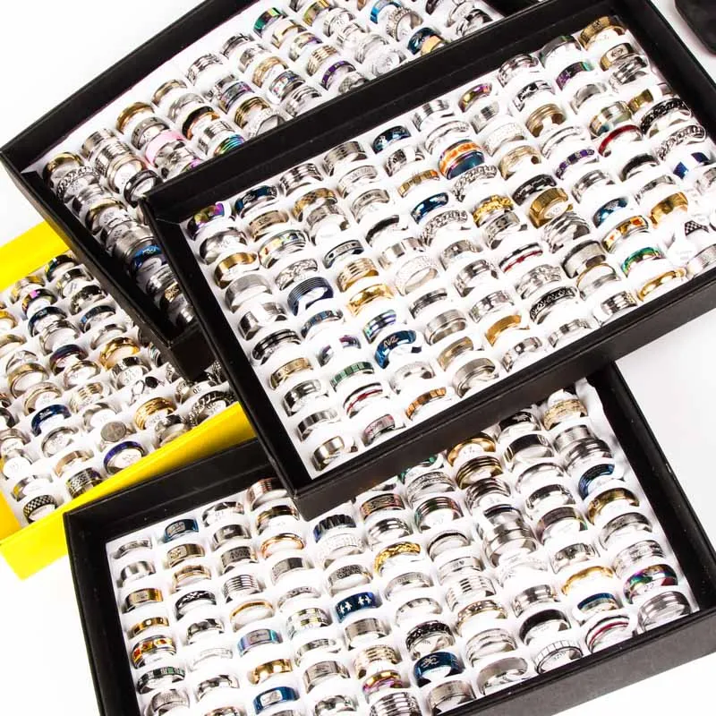 Кольца унисекс из нержавеющей стали 100 шт./комплект|Кольца| |