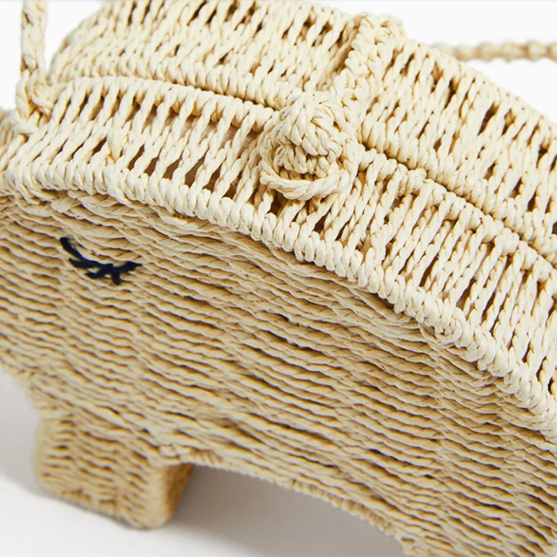 Модная креативная соломенная сумка со слоном из ротанга лето 2019 маленькие