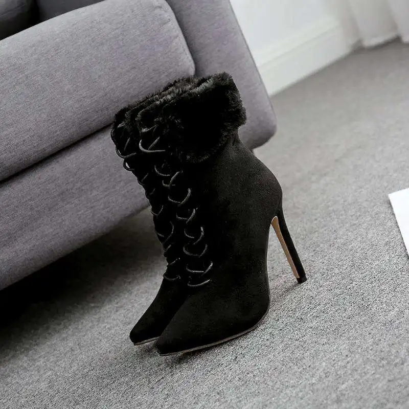 Новинка женские ботинки из флока в римском стиле модные осенние на высоком