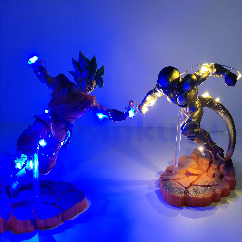 Dragon Ball Z Сон Гоку Бог против Golden Frieza фигурку светодиодный фигурка из ПВХ с рисунком из аниме Dragon Ball и super Goku игрушки Фриза 2 шт./компл. XP