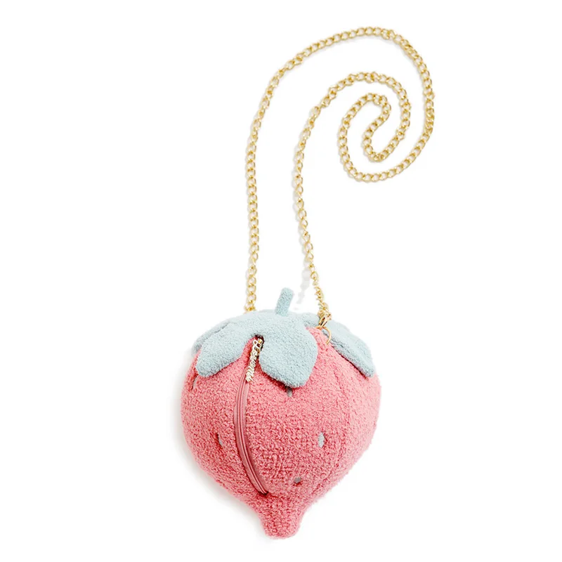 Детский плюшевый рюкзак для девочек милый женский ранец с рисунком клубники