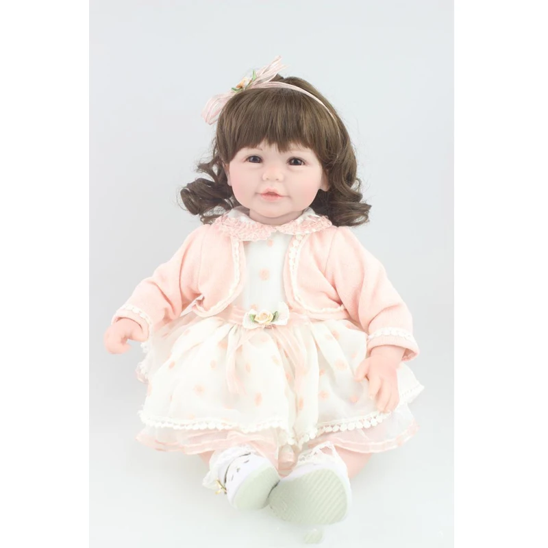 Npk 52 см новорожденных с плюшевые тела Kawaii длинные волосы девушка силиконовые baby