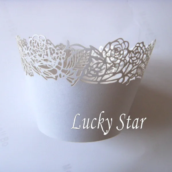 24X Лазерная резка белая роза кекс обертки обертывания Свадьба День Рождения