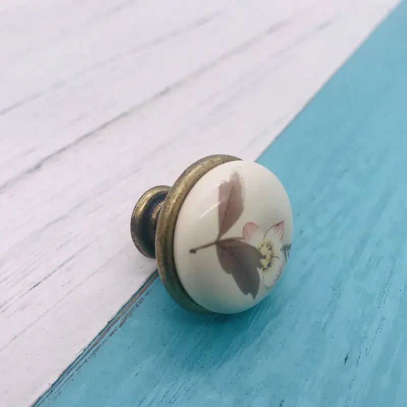 5PCS Exquisite Retro Ceramic Knobs and Flower Painted Round porcelain Handles Fit for Cupboard Drawer Kitchen Pull Handle Knob |