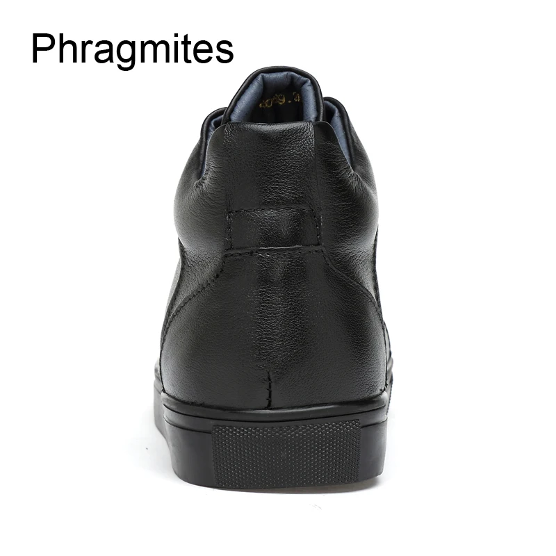 Мужские зимние кроссовки из коровьей кожи черные|Ботинки| |