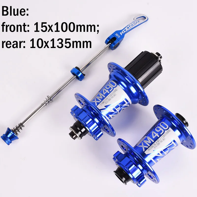 Blue 15x100 10x135mm Koozer XM490 ступицы герметичные 4 подшипника MTB горный велосипед ступица задняя 10*135 мм QR 12*142 мм 28 32 36 отверстия дисковый тормоз ступица велосипеда - Цвет: Blue 15x100 10x135mm