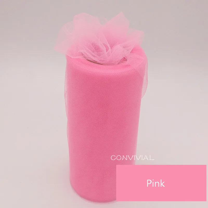 Pink Soild цвет 25 ярдов Тюль украшение для свадебного стола центральный Тюль День рождения Рождественская Свадебная вечеринка Декор поставки - Цвет: Pink