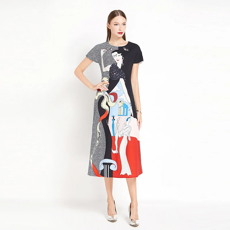 Женское подиумное платье элегантные летние платья с О-образным вырезом и