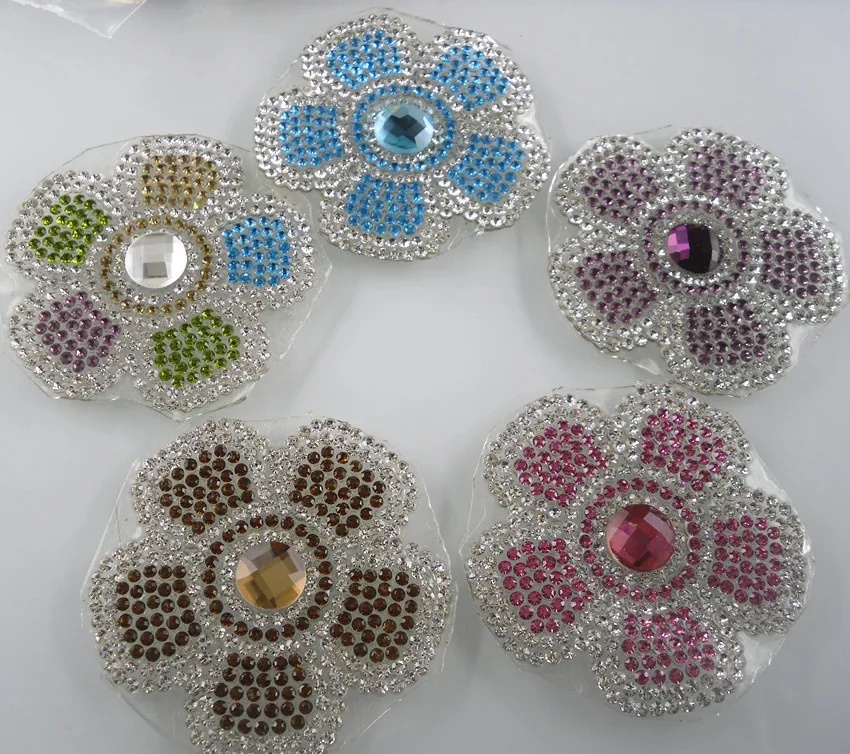 Hotfix iron round glass faceted rhinestones fashion applique fit shoes bag clothing decorations flower shape 1pc TZH02 | Дом и сад