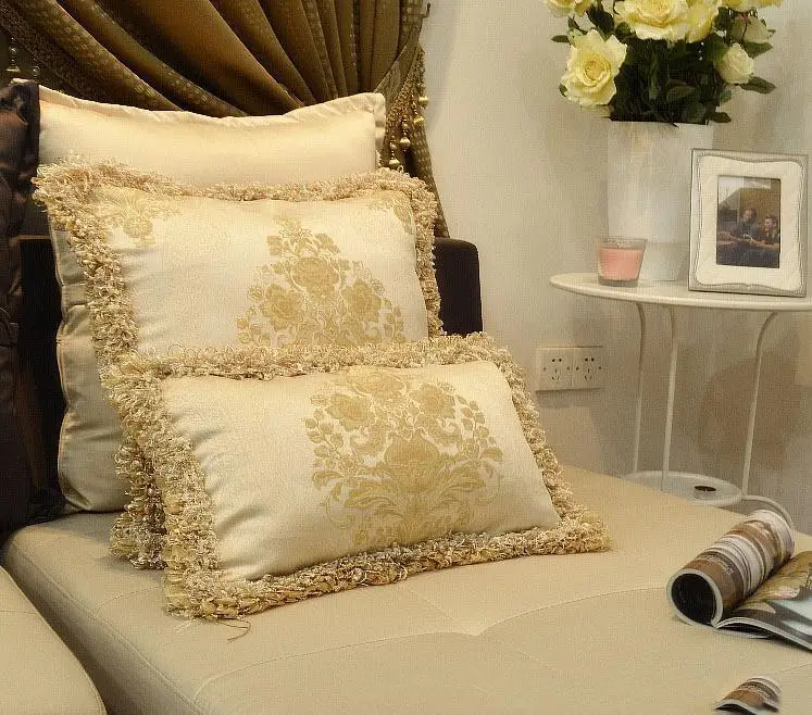 yyjf01 30*50/50/50cm European luxury cushion embroidery pillows pillowcase satin gold tassel baroque fabric decor|fabric waffle|fabric heartfabric