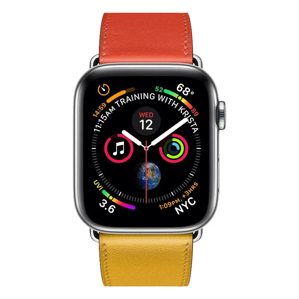 Цветной кожаный ремешок для Apple Watch Series 5 Band 44 мм 40 42 38 браслет наручных часов Iwatch