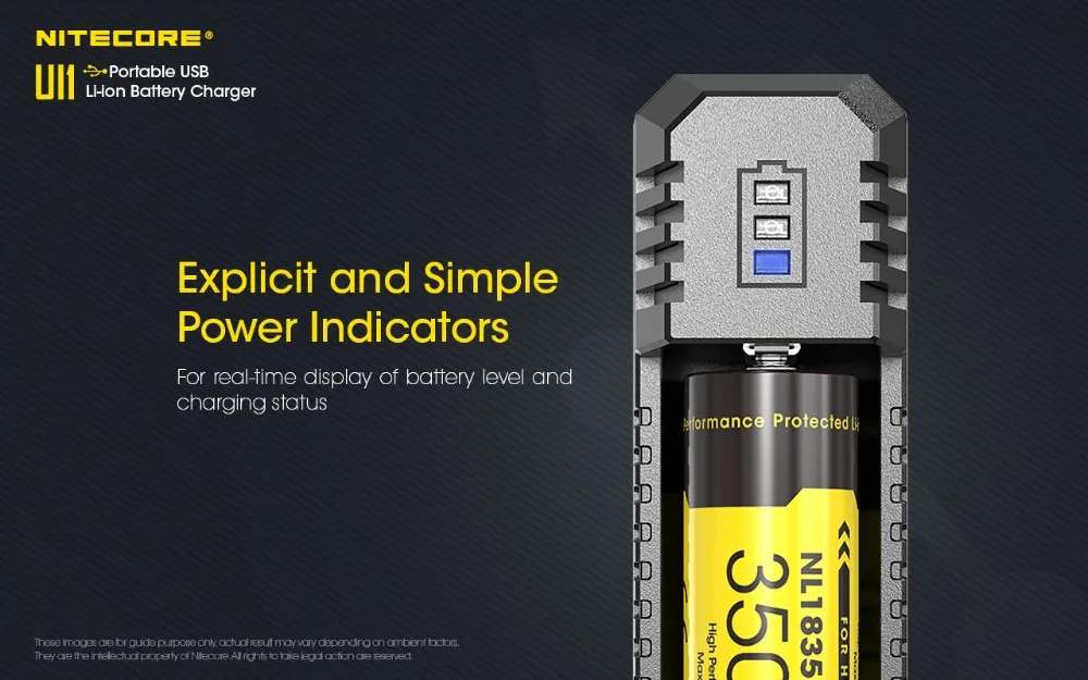 NITECORE UI1 портативное USB литий-ионное зарядное устройство совместимо с аккумулятором 18650 16340 14500